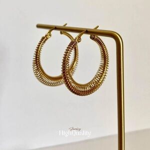 Beautiful Pair of High Quality Gold Plated French Hoop Earrings